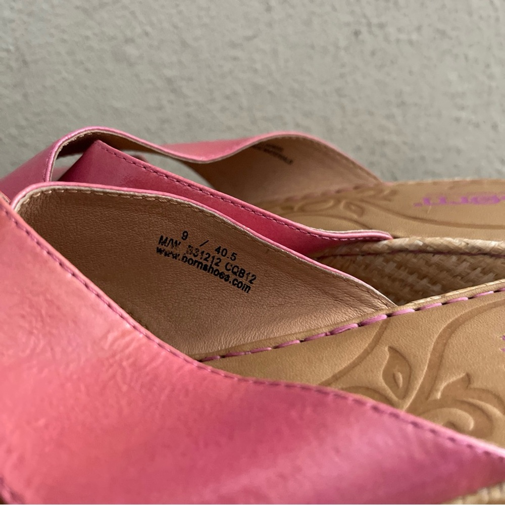Born Curstyn Pink Leather Wedge Heel Women’s Sandals D89605 Sz 9 - Picture 2 of 12